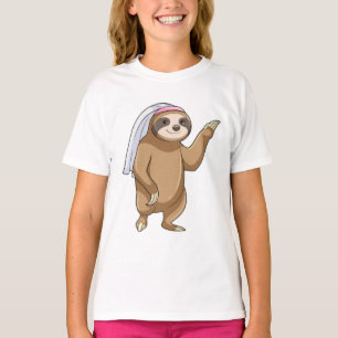 T-shirt Paresseux en mariée avec voile