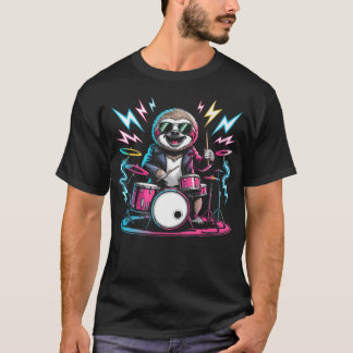 T-shirt Paresseux jouant de la batterie Musique d'animaux