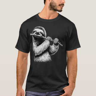 T-shirt Paresseux jouant de la flûte flûtiste joueur instr