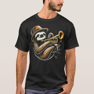 T-shirt Paresseux Joueur de Trompette Trompettiste Amoureu