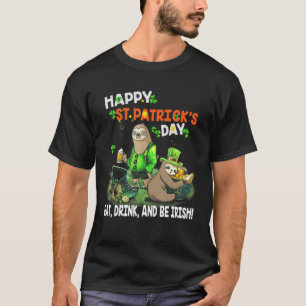 T-shirt Paresseux Joyeuse Saint-Patrick Manger Boire Et Êt