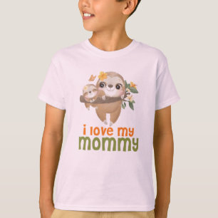 T-shirt Paresseux maman et bébé suspendus à une branche qu