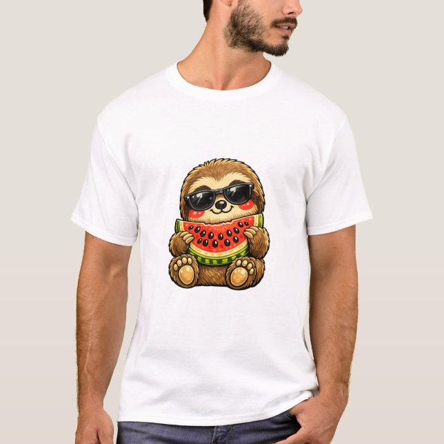 T-shirt Paresseux mignon avec pastèque (Devant)