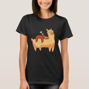 T-shirt Paresseux mignon dormant sur un lama Graphique mi