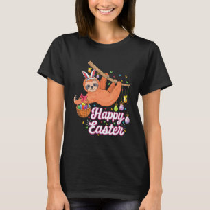 T-shirt Paresseux mignon heureux avec des oreilles de lapi