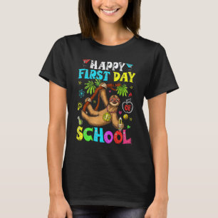 T-shirt Paresseux Mignon Heureux Premier Jour D'école Ense