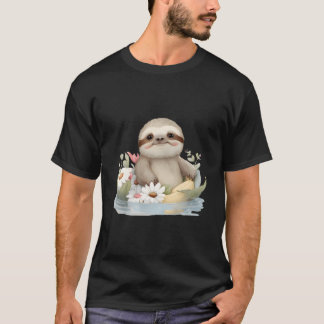T-shirt Paresseux mignon se baignant au lac en train de na