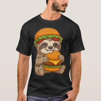 T-shirt Paresseux Mignon Tenant Un Cheeseburger