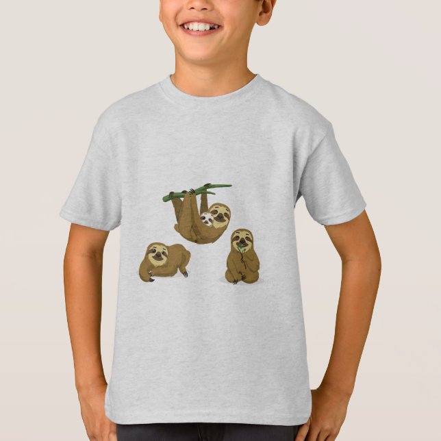 T-shirt Paresseux mignons animés (Devant)