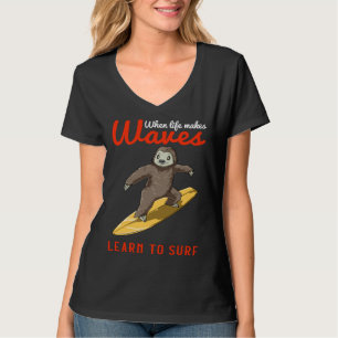 T-shirt Paresseux surfant sur planche de surf Apprendre à