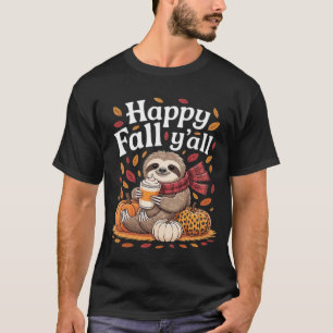T-shirt Paresseux tenant une citrouille épicée heureux aut