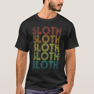 T-shirt Paresseux Vintage Rétro Coucher de soleil Animal P