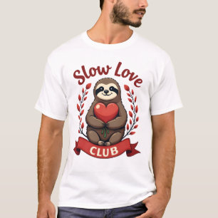 T-shirt Paresseux vintage Saint-Valentin Cœur Mignon Mains