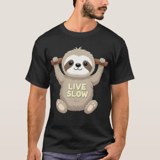 T-shirt Paresseux Vivre Lent – Design de Dessin An