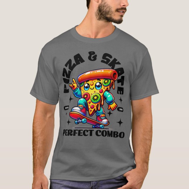 T-shirt parfait combo patin pizza (Devant)