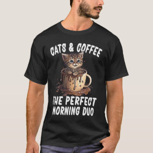 T-shirt Parfait duo du matin café et chats 4
