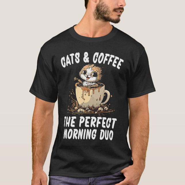 T-shirt Parfait Duo Matinal Café Et Chats  2 (Devant)