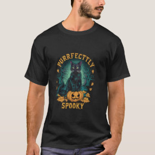 T-shirt Parfaitement effrayant Chat noir et citrouille Hal