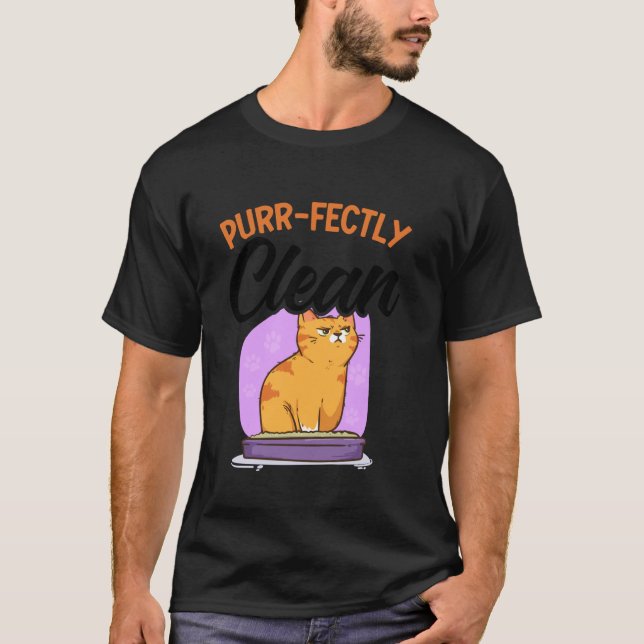 T-shirt Parfaitement Propre Mème de Chat de Bain Drôle Dou (Devant)