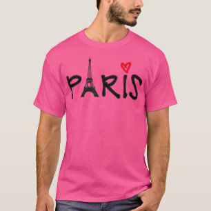 T-shirt Paris Avec Tour Eiffel Et Coeur Rouge