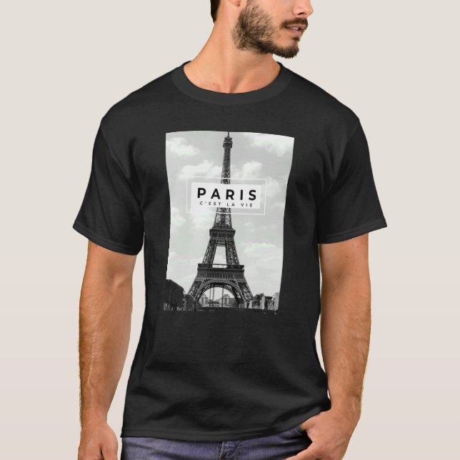 T-shirt Paris C'est la vie Tour Eiffel French Souvenirs L (Devant)