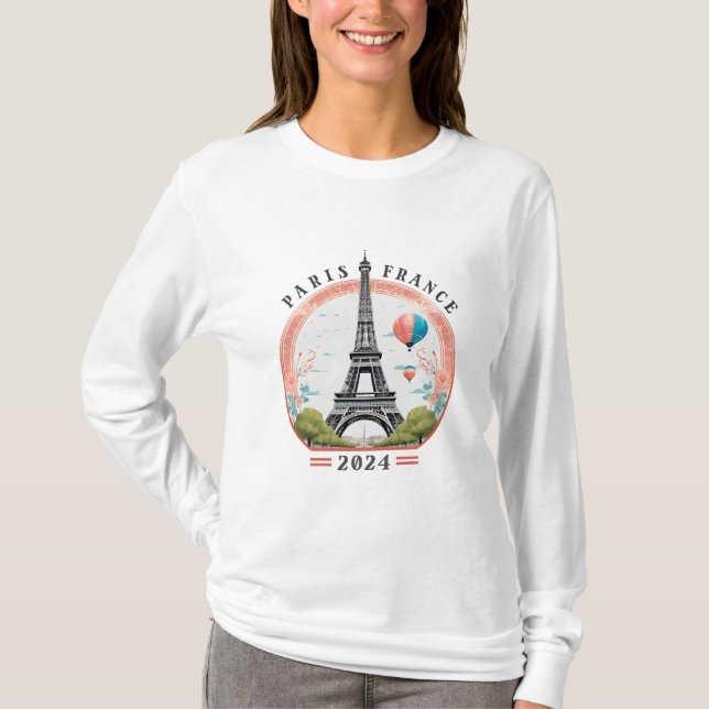 T-shirt Paris France 2024 Chemise à manches longues pour f (Devant)