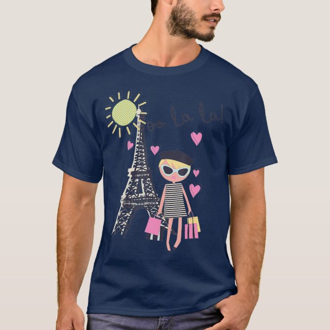 T-shirt Paris France Eiffel Tour Retro Souvenir Cadeau (Devant)