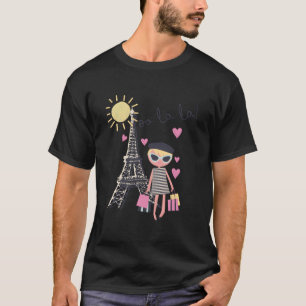 T-shirt Paris France Eiffel Tour Retro Souvenir Cadeau Fil
