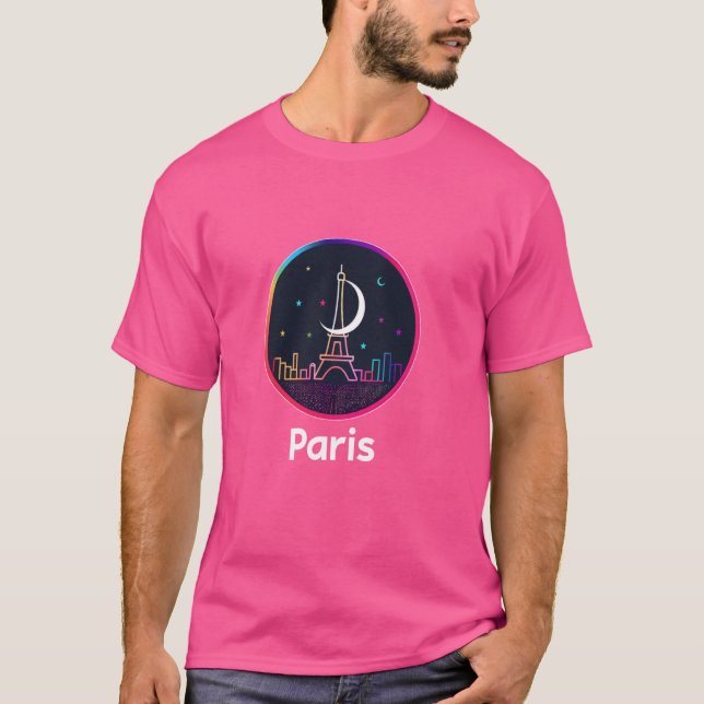 T-shirt Paris France Tour Eiffel Design Moderne Voyage Va (Devant)