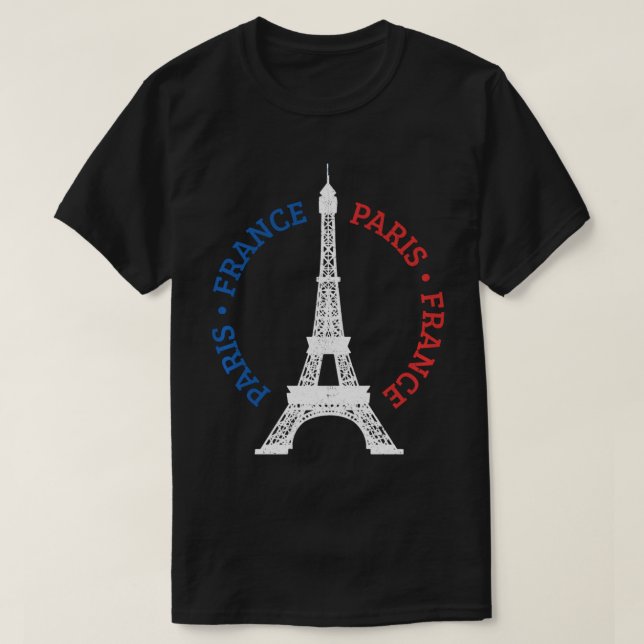 T-shirt Paris France Tour Eiffel Drapeau Français Souvenir (Design devant)