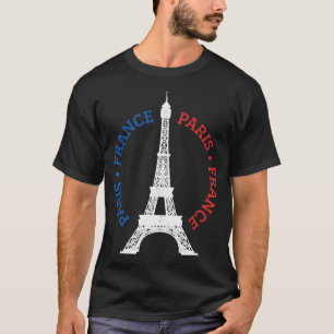 T-shirt Paris France Tour Eiffel Drapeau Français Souvenir