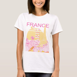 T-shirt Paris, France, Travel Art, Preppy, Rose