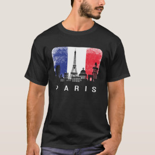 T-shirt Paris France Ville Skyline Vintage Français Drapea