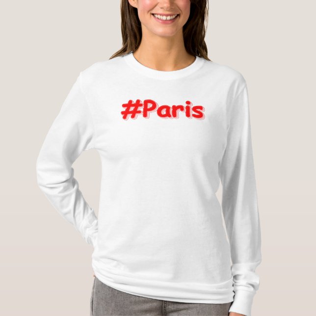 T-shirt "#Paris" Joli Design. Commandez dès maintenant  (Devant)