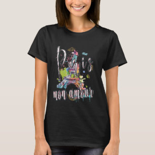 T-shirt Paris Mon Amour Tour Eiffel Graffiti Art W