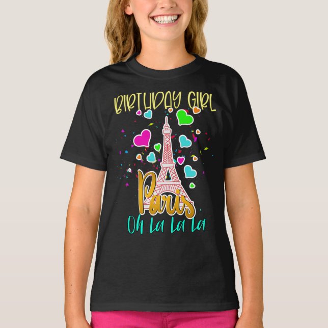T-shirt Paris Oh Lala Anniversaire Girl Tour Eiffel Corres (Devant)