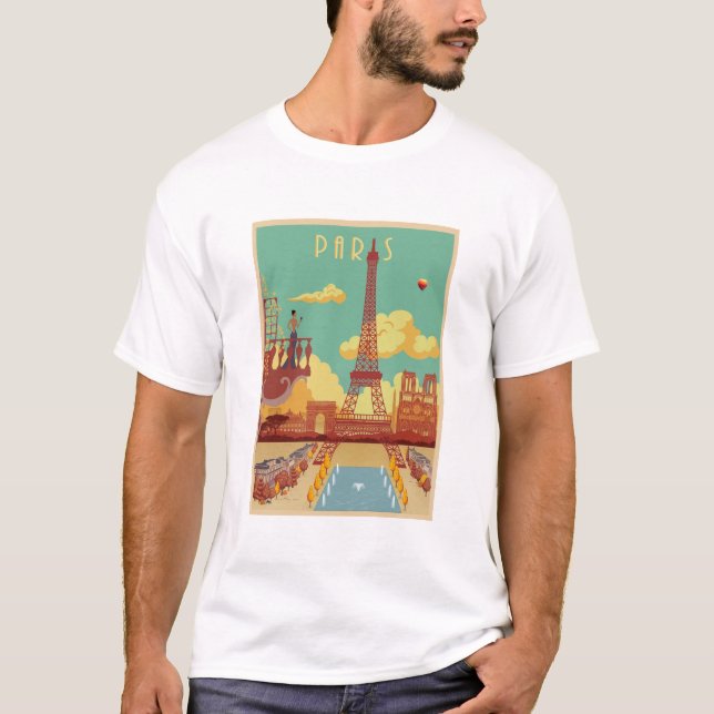 T-shirt Paris poster vintage (Devant)