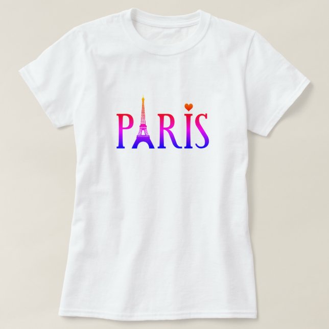 T-shirt Paris rose et violet (Design devant)
