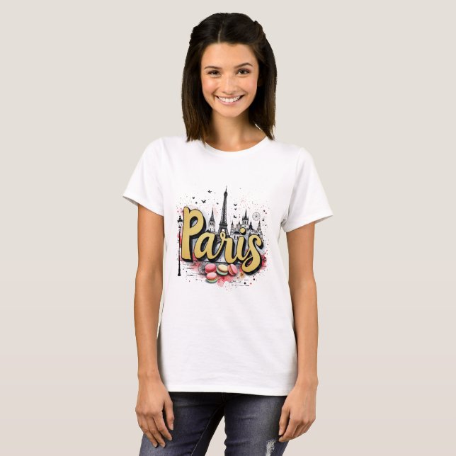 T-Shirt Paris Skyline - Design Chic et Élégant (Devant entier)