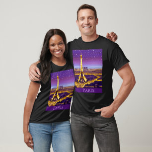 T-shirt Paris sous un ciel étoilé violet