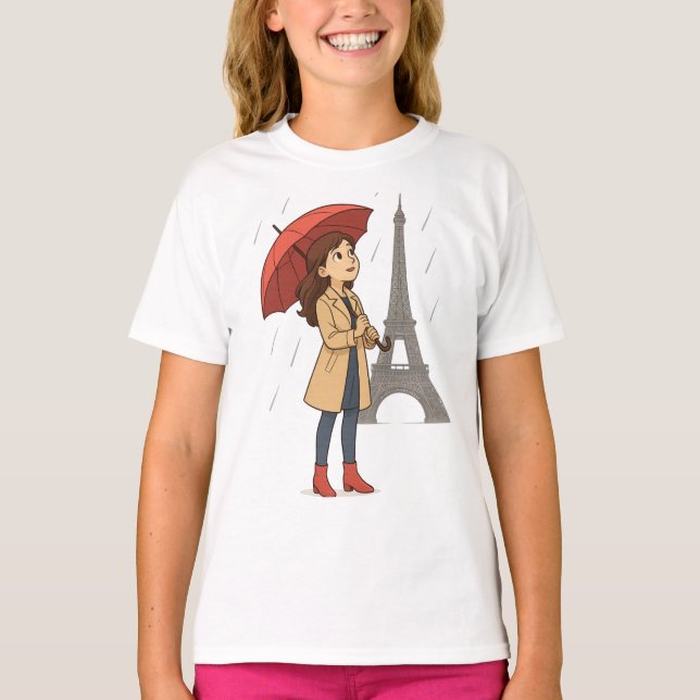 T-shirt Parisian Wonder" – Dziewczyna z parasolką pod Wież (Devant)