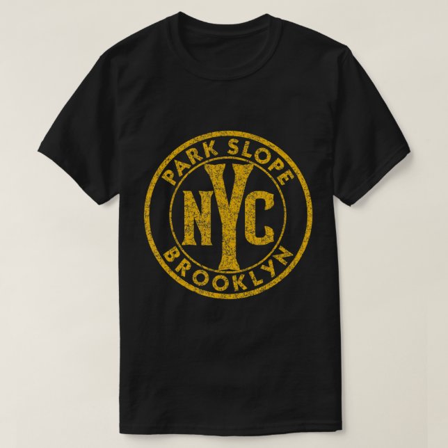 T-shirt Park Slope Brooklyn Vintage Sign Distressed Amber  (Design devant)