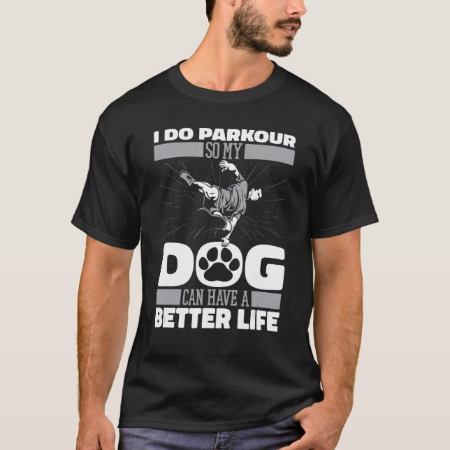 T-shirt Parkour Chien Traceur Runner Free Runner (Devant)