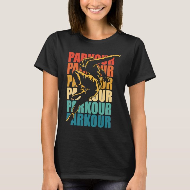 T-shirt Parkour de course libre Retro (Devant)