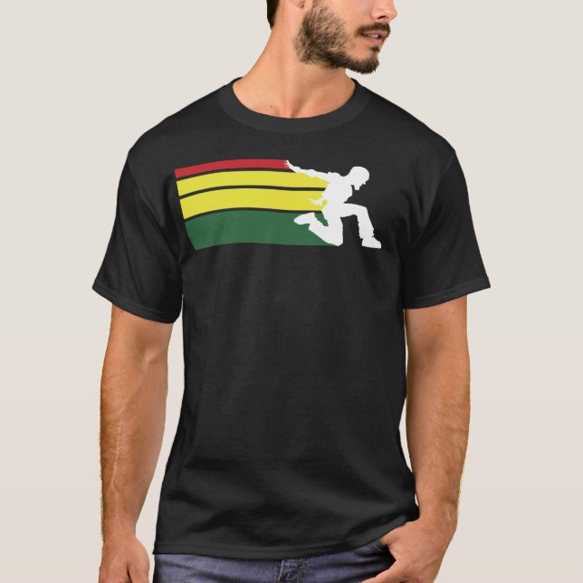 T-shirt Parkour raye vert et jaune rouges (Devant)
