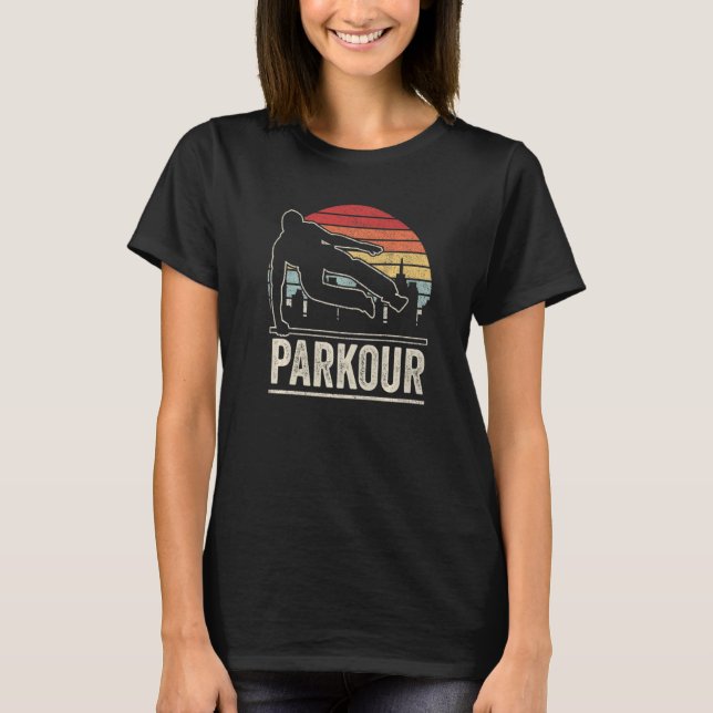 T-shirt Parkour Vintage Rétro Silhouette (Devant)