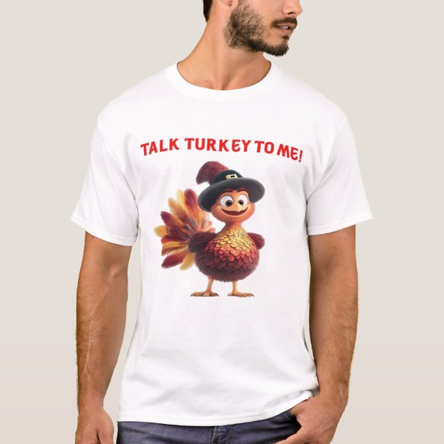 T-shirt Parle dinde avec moi drôle de conception de Thanks (Devant)