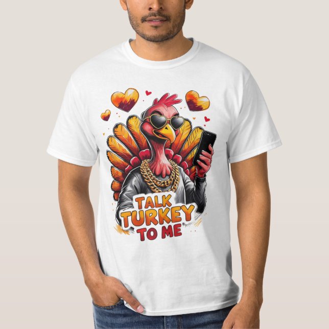 T-shirt Parle dinde avec moi – Drôle de dinde de Thanksgiv (Devant)