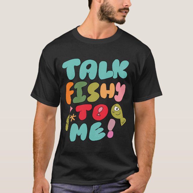 T-shirt Parle-moi de poisson (Bleu) (Devant)