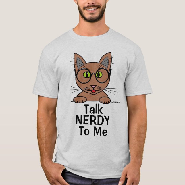 T-shirt Parlez NERDY À Moi Lunettes de vue Cat Funny Pun T (Devant)